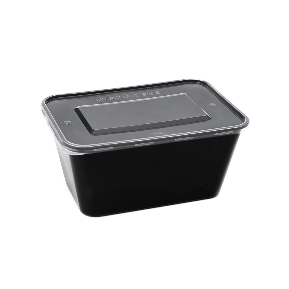 Damati - Rectangle Container, 1000 ml, Black with Lid