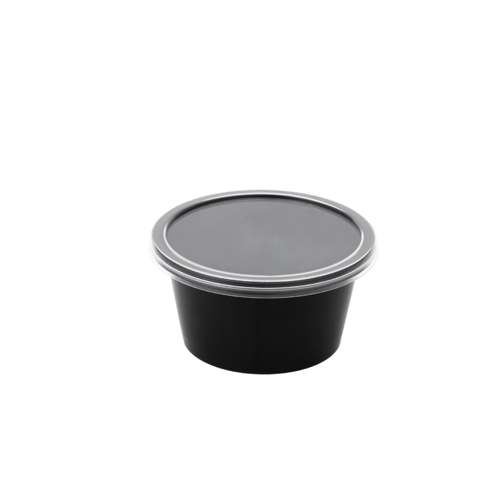Damati - Round Container, 100 ml, Black with Lid
