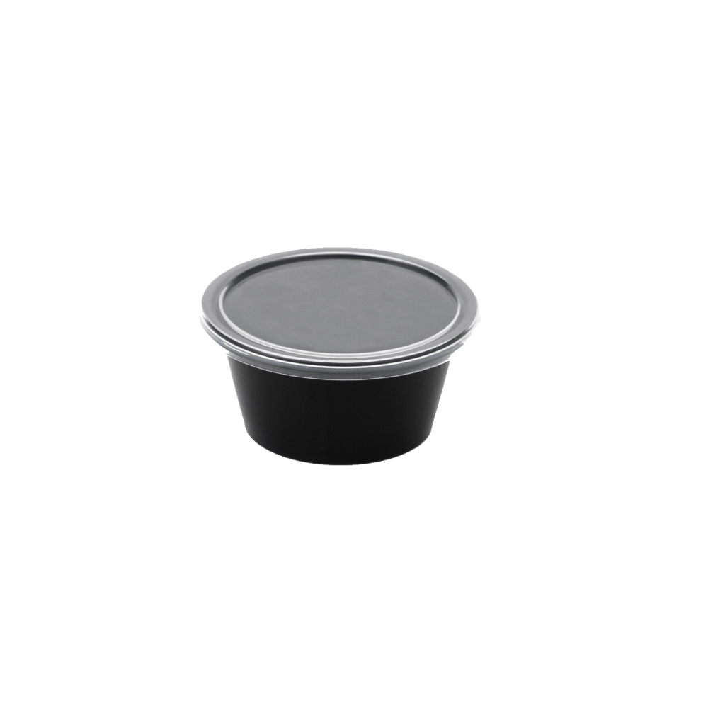 Damati - Round Container, 50 ml, Black with Lid