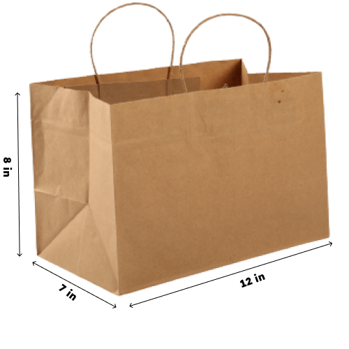 Feast - Kraft Paper Bag, 100 GSM, With Handle (W:12 X G:7 X H:8 Inches)